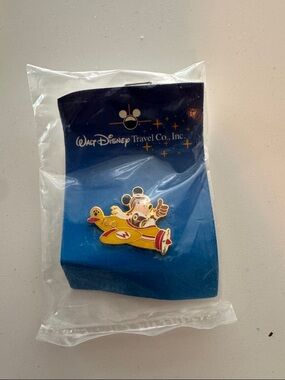 Walt Disney Travel Co. Mickey Mouse Airplane Enamel Pin - Yellow & Red 100 year